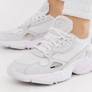 Adidas Originals triple white Falcon sneakers